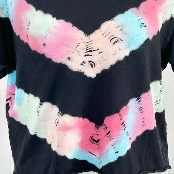 Victorias Secret PINK Short Sleeve Tie Dye Black Oversized Soft Crop Tee Size XS - Picture 5 of 9